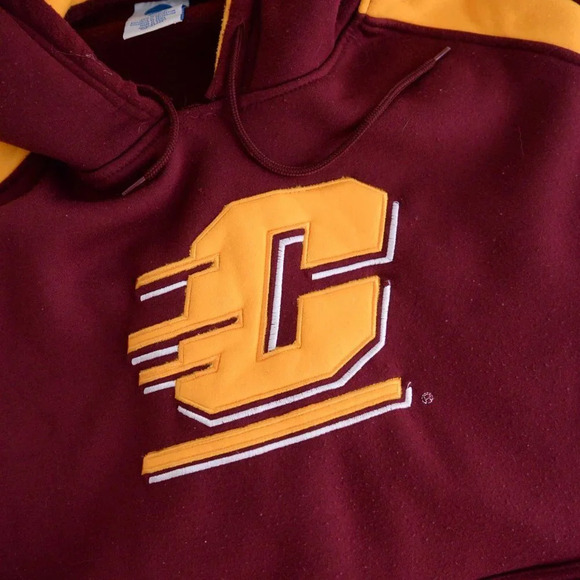 Vintage NCAA Colosseum  Maroon Cent. Michigan Chippewas Lantern Pullover Hoodie - Picture 12 of 13